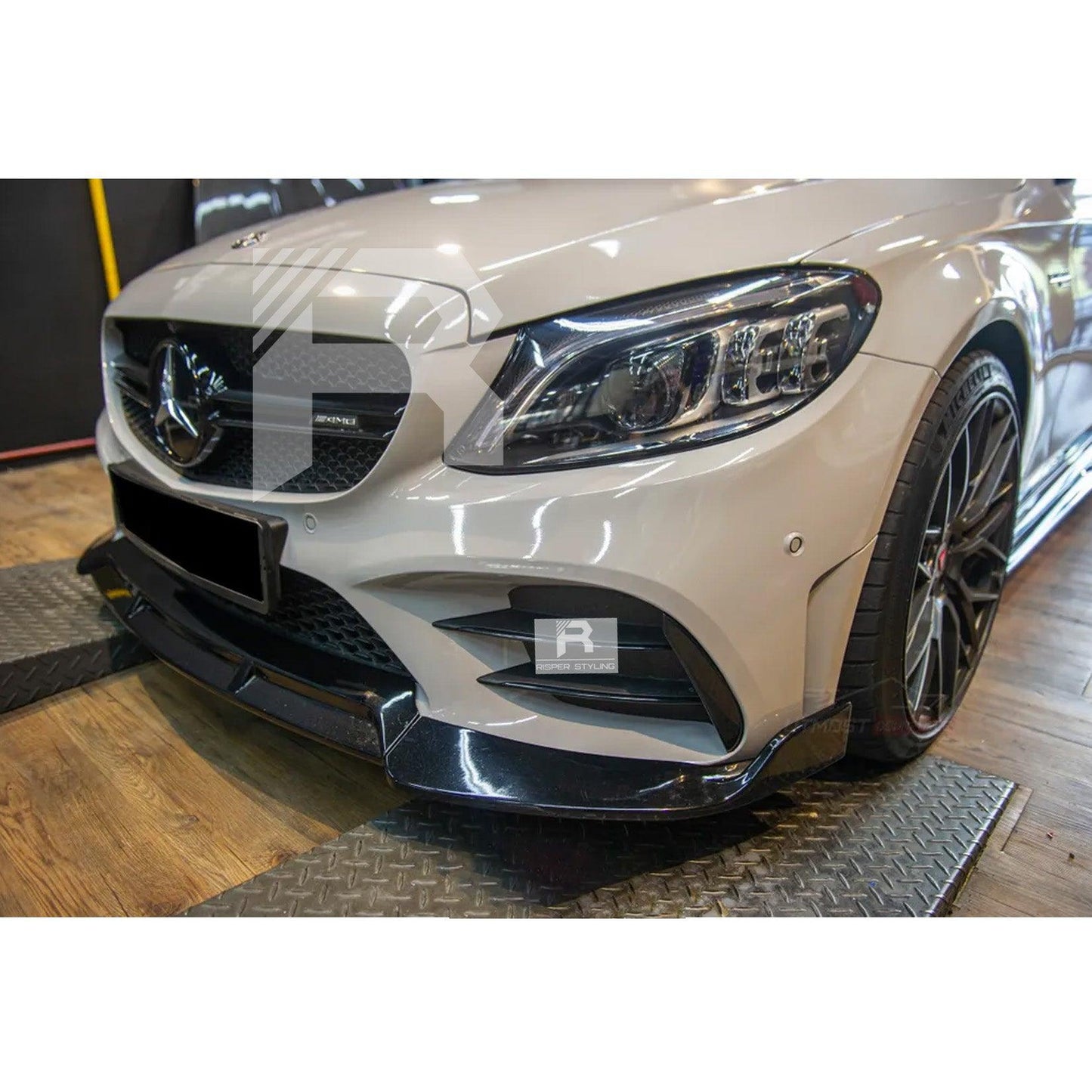 Mercedes C-Class W205 2019-2022 Facelift 'C63S Brabus Style' Front Splitter Lip - Gloss Black