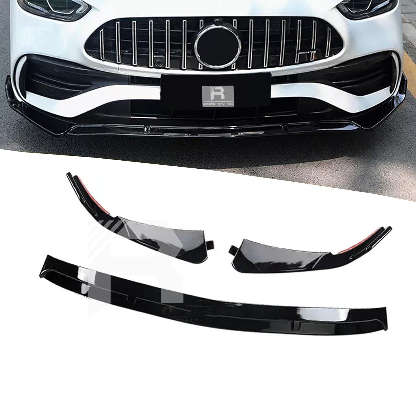 Mercedes C-Class W206 2022+ Brabus Style Front Splitter Lip In Gloss Black