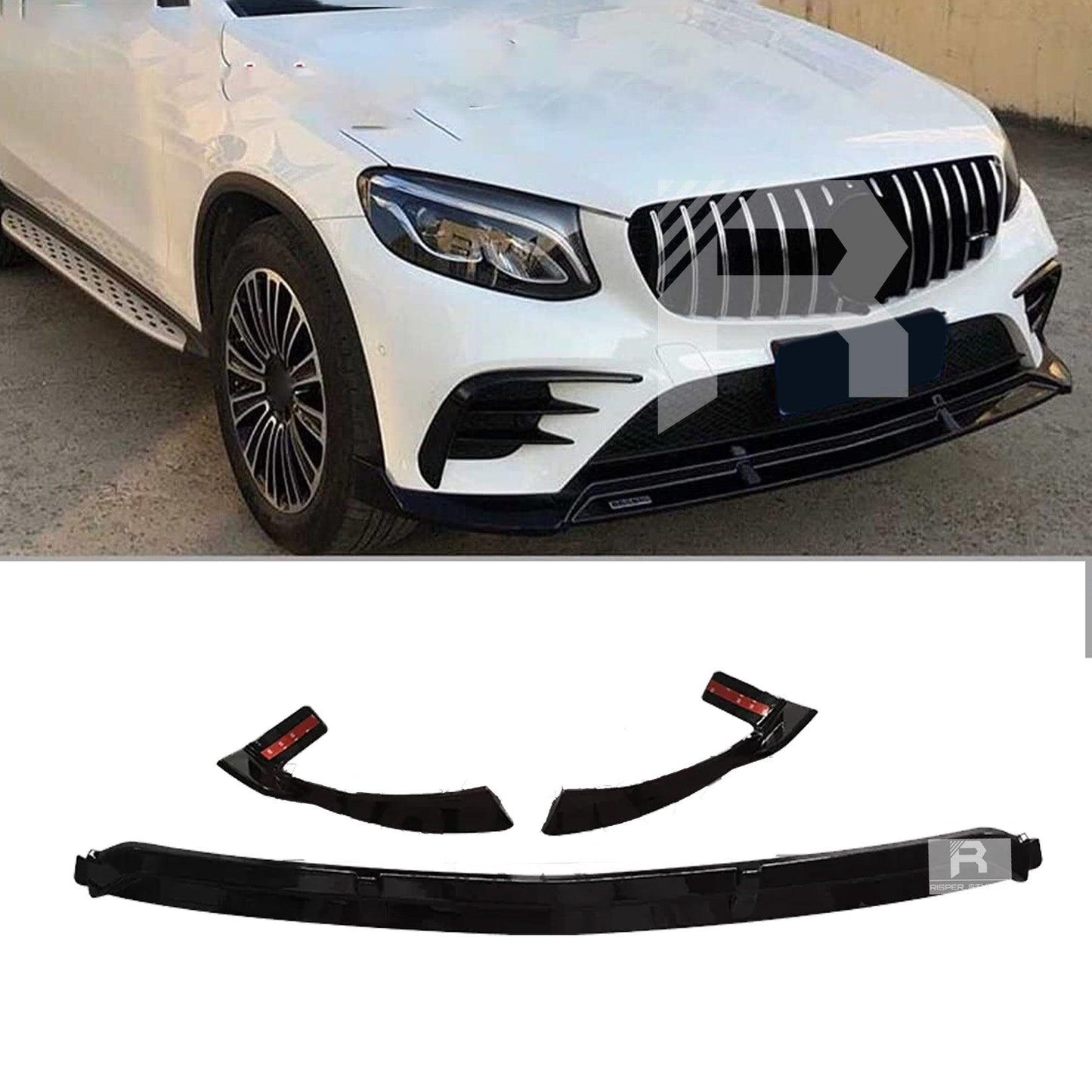 Mercedes GLC 2016-2019 C253/X253 - Gloss Black 'AMG Brabus Style' Front Splitter Lip