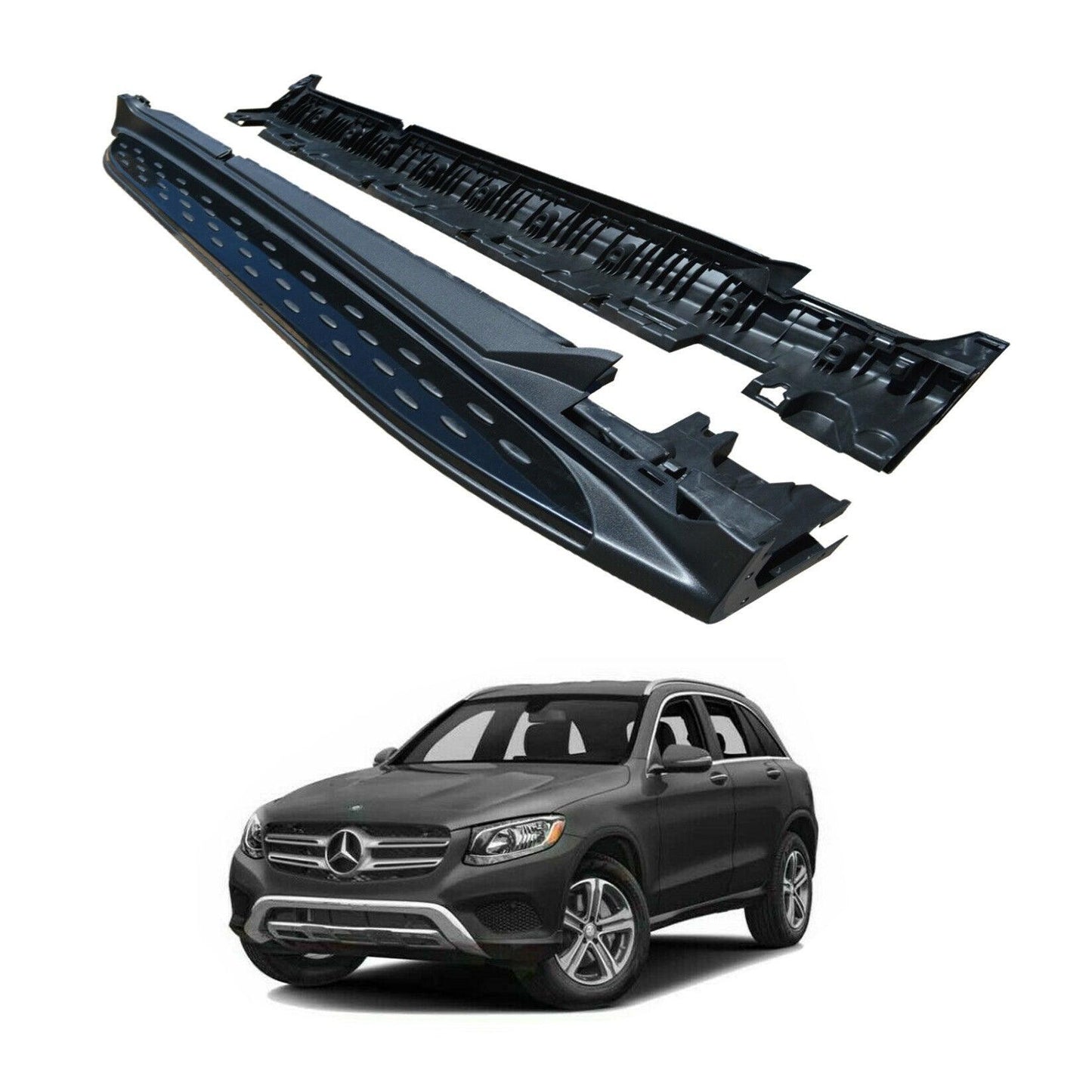 Mercedes GLC X253 2015-2022 - OE Style Integrated Side Steps Running Boards In Gloss Black