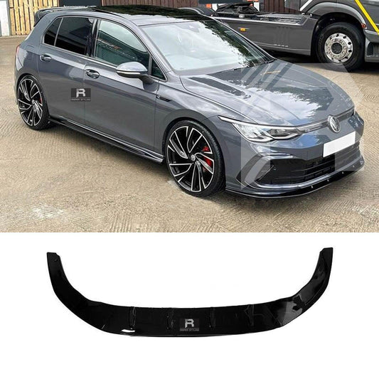 Volkswagen Golf MK8 GTI/GTD/R/R Line 2020+ - Gloss Black 3-Piece Front Splitter V1