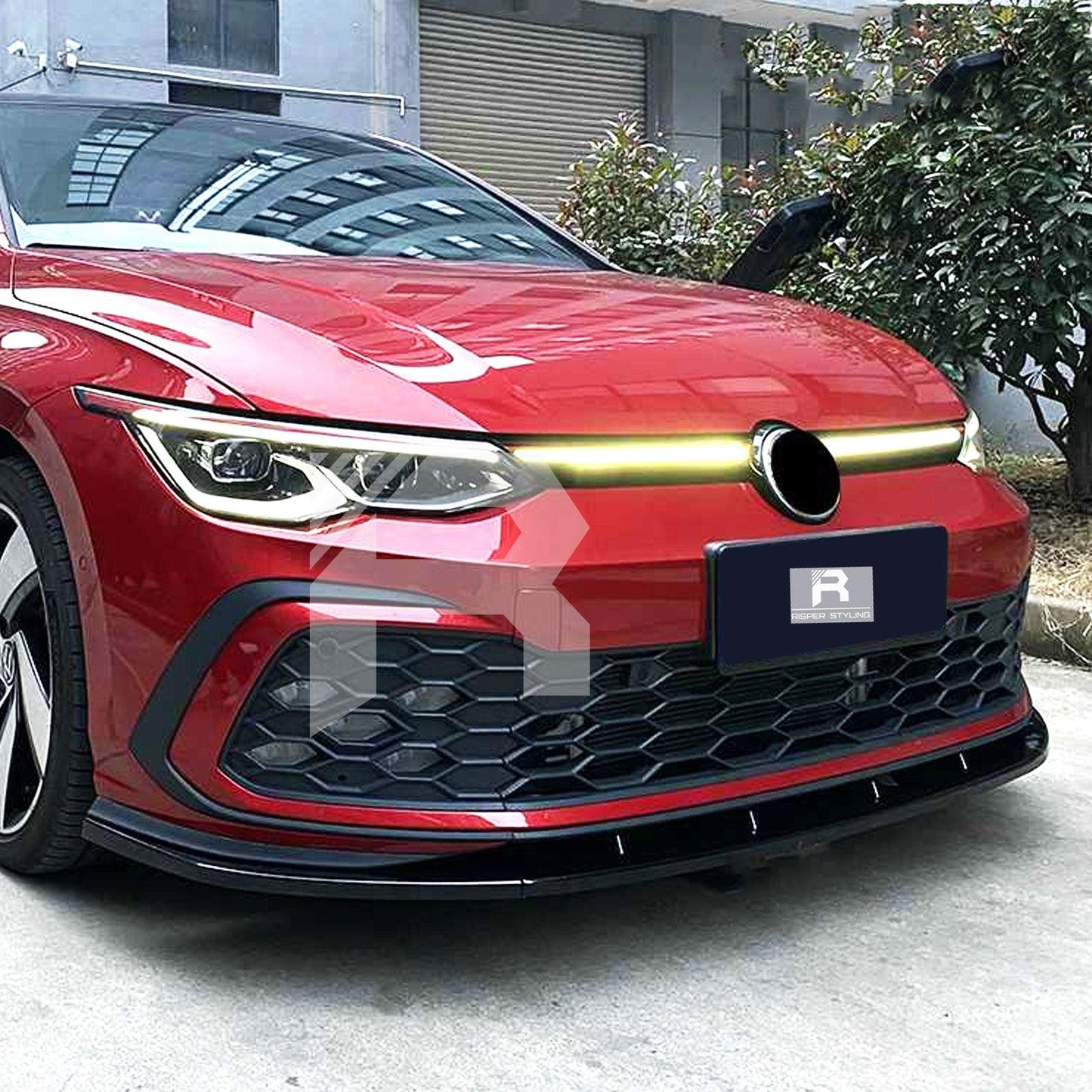 Volkswagen Golf MK8 GTI/GTD/R/R Line 2020+ - Gloss Black 3-Piece Front Splitter V1