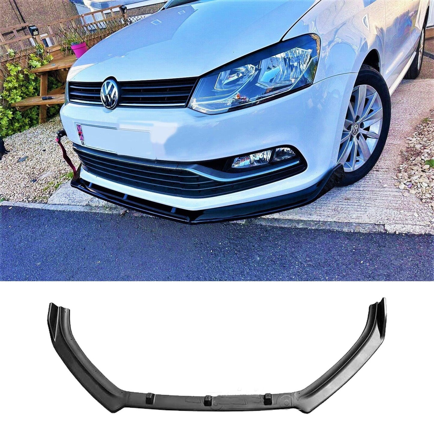 Volkswagen Polo MK5 6R 6C 2009-2017 GTI R Front Splitter In Gloss Black