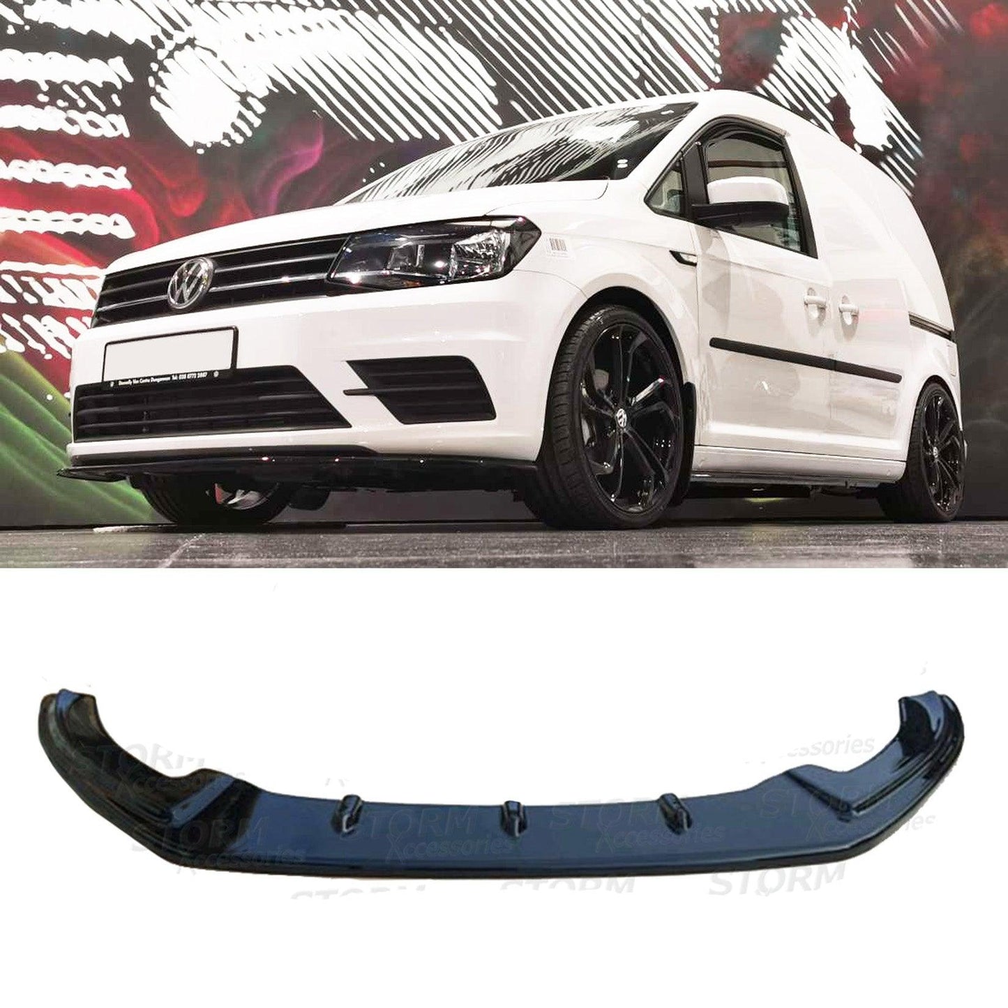 VW Caddy 2015 Onwards - Gloss Black Front Splitter