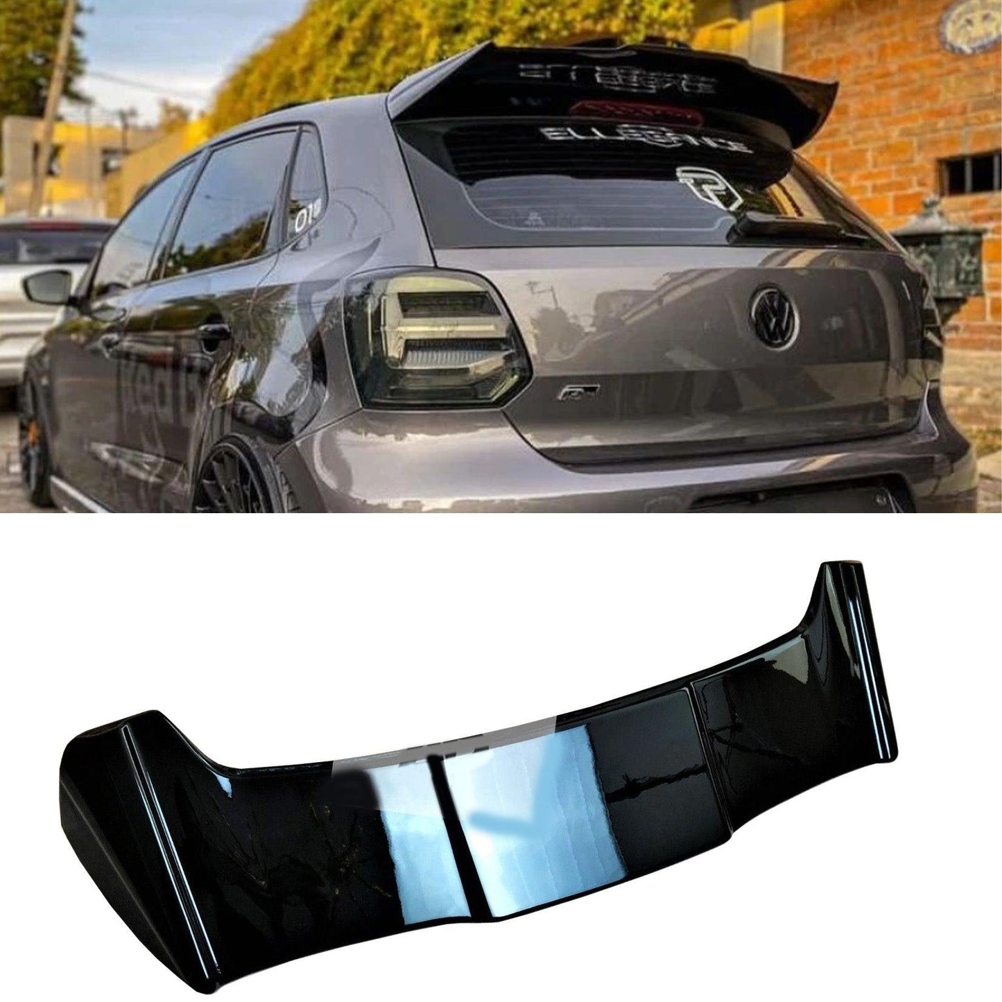 VW Polo 2009-2018 6C 6R GTI R 'Batman' Style Rear Spoiler in Gloss Black