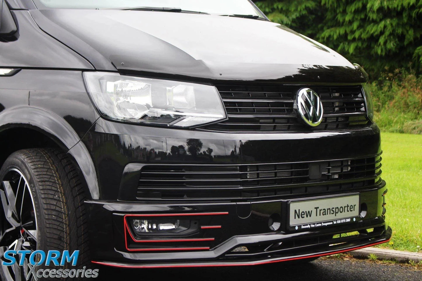 VW T6 Transporter 2015 Onwards - Front Sport-Line Spoiler Splitter Lip in Gloss Black