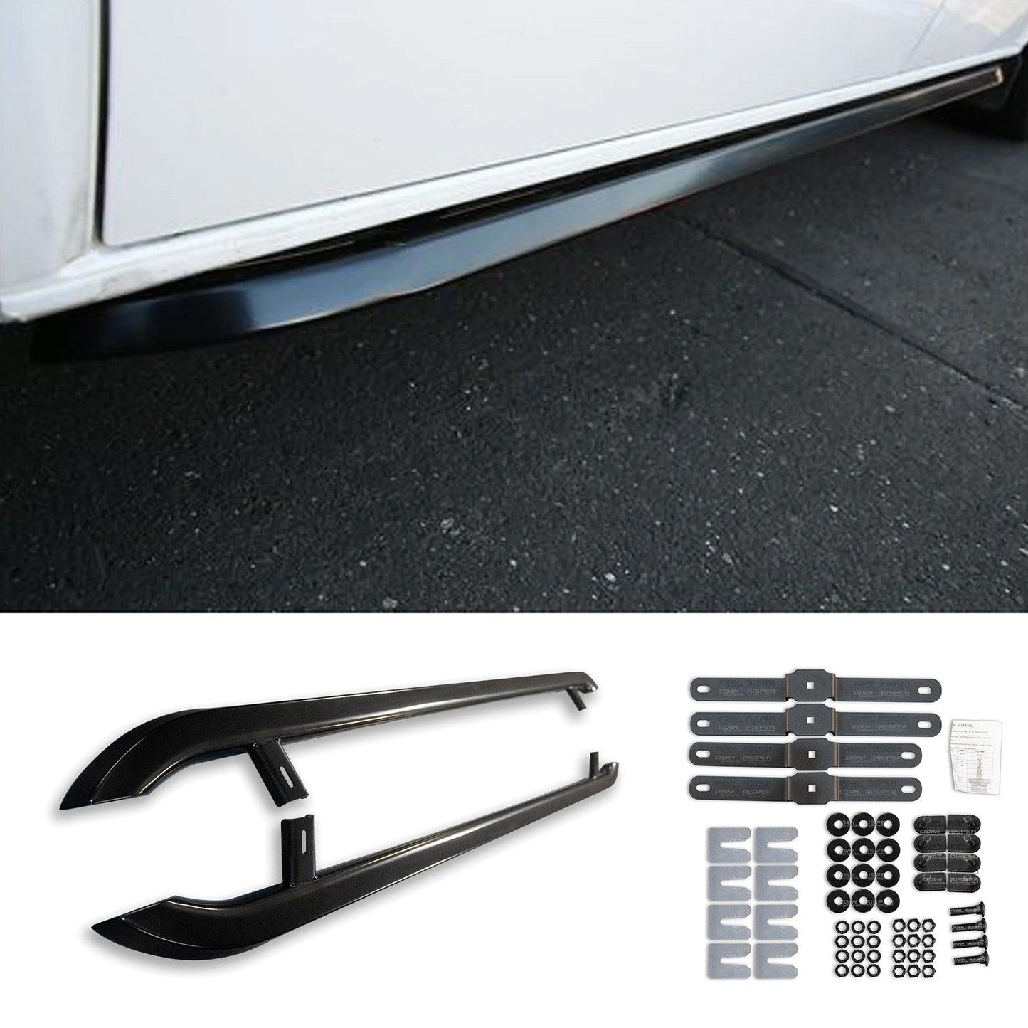 VW Transporter T5 & T6 LWB 2003-2023 Trapezoid Side Bars in Gloss Black