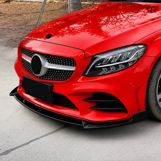 Mercedes C-Class W205 2018-2021 Facelift Gloss Black Front Splitter