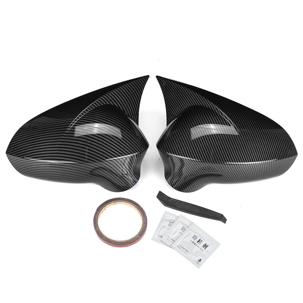 Carbon/Black Bat Style Wing Mirror Covers For Seat Leon MK2 1P facelift / Ibiza MK4 6J / Exeo 3R - Pair