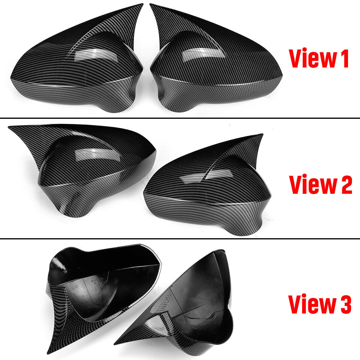 Carbon/Black Bat Style Wing Mirror Covers For Seat Leon MK2 1P facelift / Ibiza MK4 6J / Exeo 3R - Pair